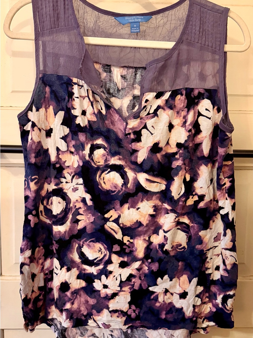 Simply Vera Vera Wang Purple Floral Sheer-Yoke Camisole